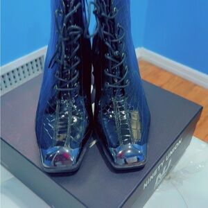 Black Patent Leather Women's ankle Boots